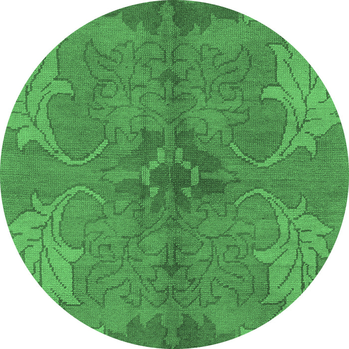 Round Abstract Emerald Green Modern Rug, abs1686emgrn