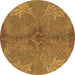 Round Abstract Brown Modern Rug, abs1686brn