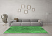 Machine Washable Abstract Emerald Green Modern Area Rugs in a Living Room,, wshabs1686emgrn