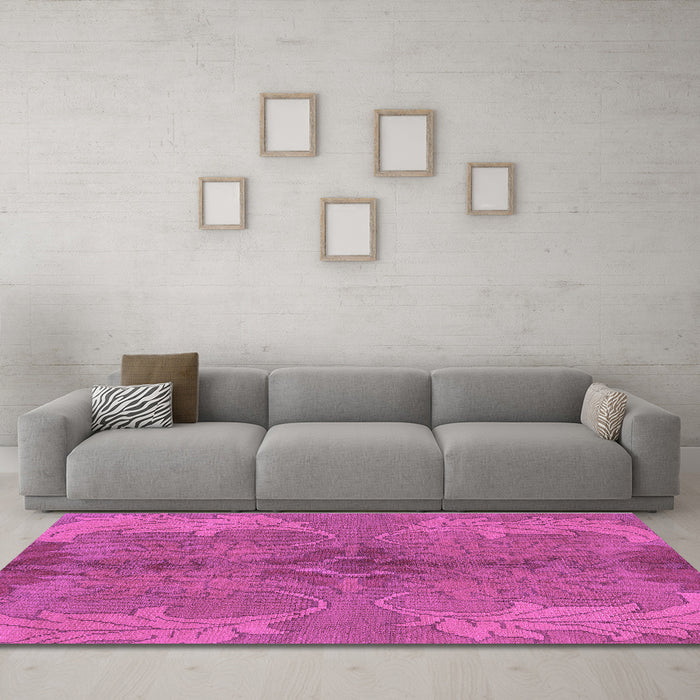 Machine Washable Abstract Purple Modern Area Rugs in a Living Room, wshabs1686pur