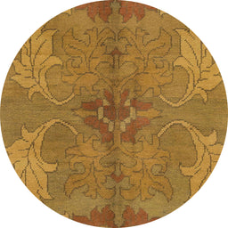 Round Machine Washable Abstract Dark Orange Rug, wshabs1686