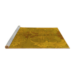 Sideview of Machine Washable Abstract Yellow Modern Rug, wshabs1686yw