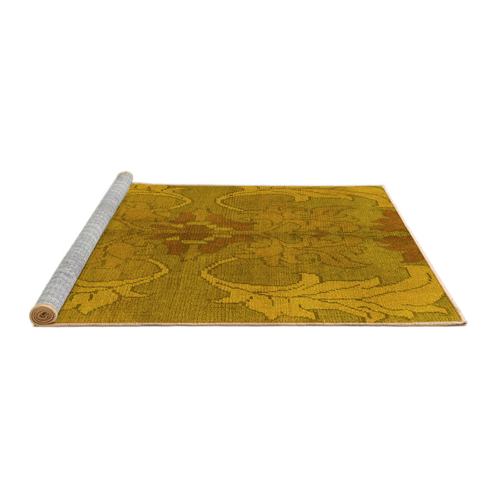 Sideview of Machine Washable Abstract Yellow Modern Rug, wshabs1686yw