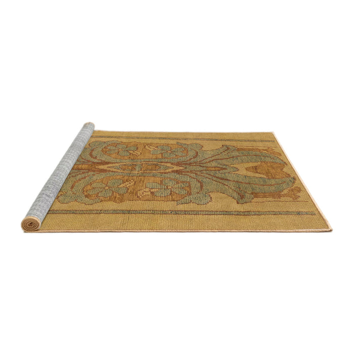 Sideview of Machine Washable Abstract Yellow Rug, wshabs1687