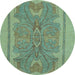 Round Abstract Light Blue Modern Rug, abs1687lblu