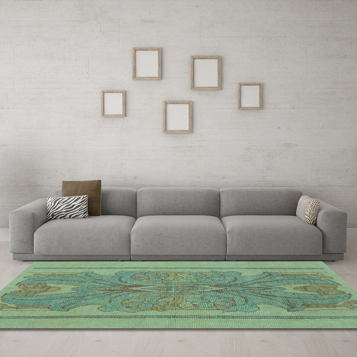 Machine Washable Abstract Light Blue Modern Rug in a Living Room, wshabs1687lblu