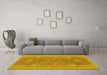 Machine Washable Abstract Yellow Modern Rug in a Living Room, wshabs1687yw