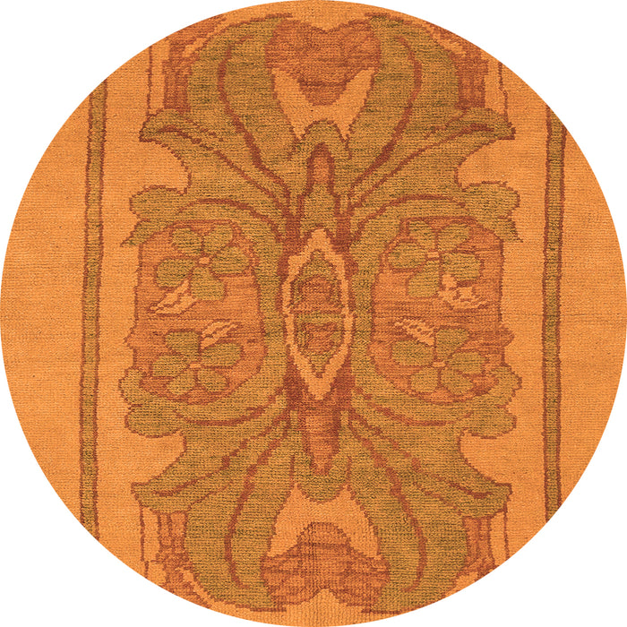 Round Machine Washable Abstract Orange Modern Area Rugs, wshabs1687org