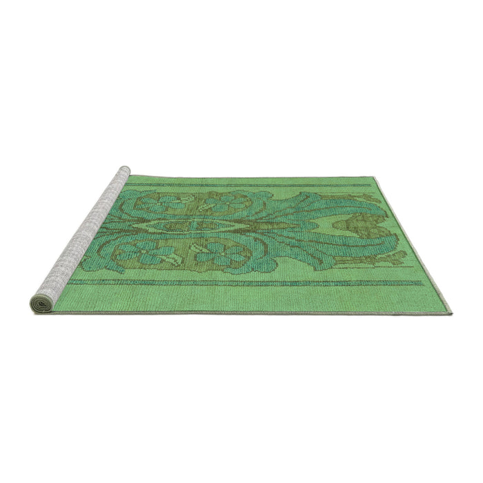 Sideview of Machine Washable Abstract Turquoise Modern Area Rugs, wshabs1687turq