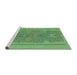 Sideview of Machine Washable Abstract Turquoise Modern Area Rugs, wshabs1687turq