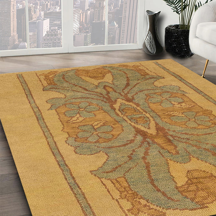 Machine Washable Abstract Yellow Rug in a Family Room, wshabs1687