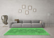 Machine Washable Abstract Emerald Green Modern Area Rugs in a Living Room,, wshabs1687emgrn