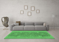 Machine Washable Abstract Emerald Green Modern Rug, wshabs1687emgrn