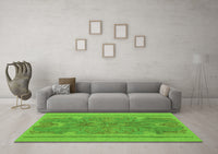 Machine Washable Abstract Green Modern Rug, wshabs1687grn