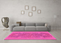 Machine Washable Abstract Pink Modern Rug, wshabs1687pnk