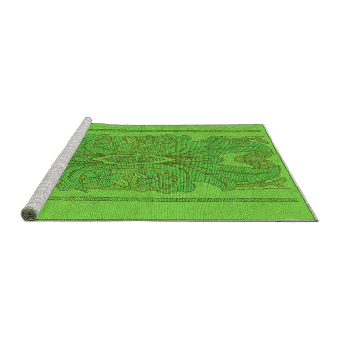 Sideview of Machine Washable Abstract Green Modern Area Rugs, wshabs1687grn