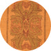 Round Abstract Orange Modern Rug, abs1687org