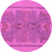 Round Machine Washable Abstract Purple Modern Area Rugs, wshabs1687pur