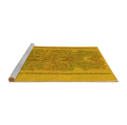 Sideview of Machine Washable Abstract Yellow Modern Rug, wshabs1687yw