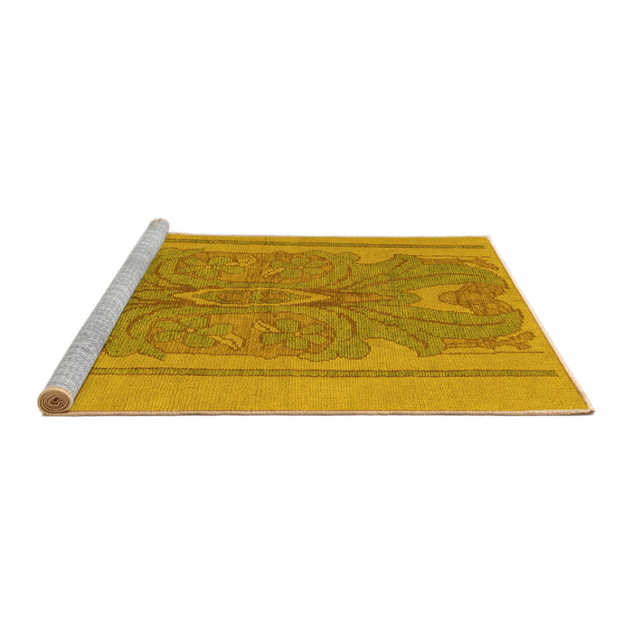 Sideview of Machine Washable Abstract Yellow Modern Rug, wshabs1687yw