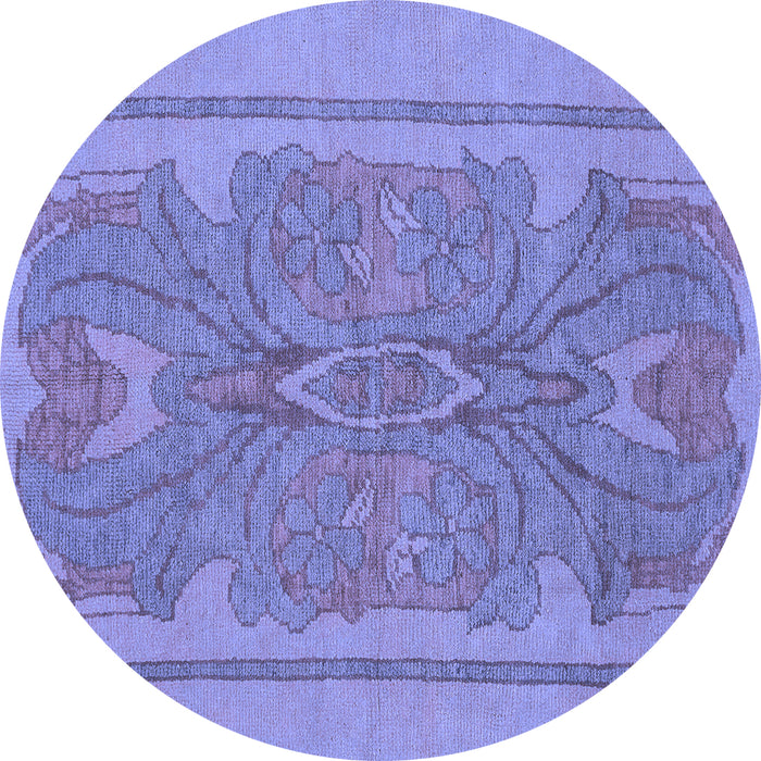Round Abstract Blue Modern Rug, abs1687blu
