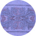 Round Abstract Blue Modern Rug, abs1687blu