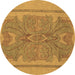 Round Abstract Brown Modern Rug, abs1687brn