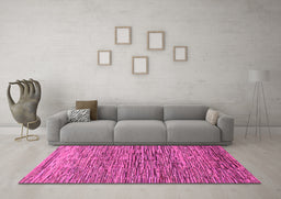 Machine Washable Abstract Pink Modern Rug in a Living Room, wshabs1688pnk