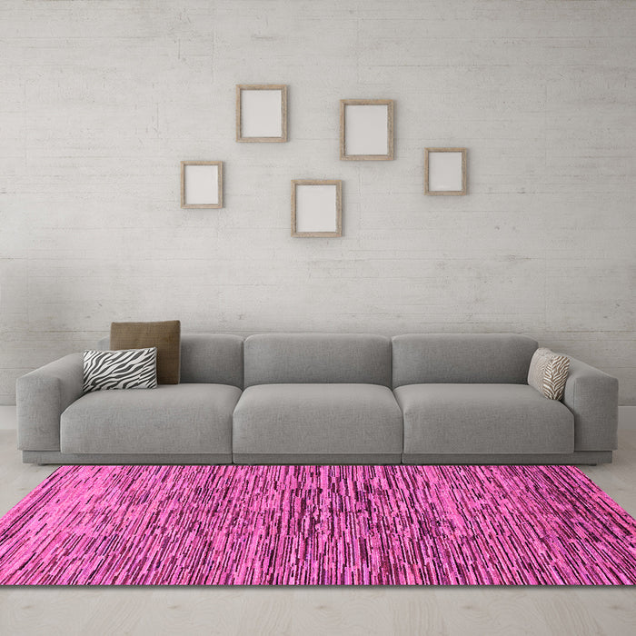 Machine Washable Abstract Pink Modern Rug in a Living Room, wshabs1688pnk