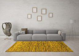 Machine Washable Abstract Yellow Modern Rug in a Living Room, wshabs1688yw