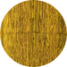 Round Machine Washable Abstract Yellow Modern Rug, wshabs1688yw