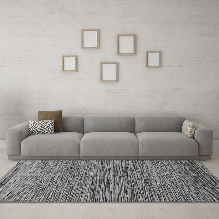 Machine Washable Abstract Gray Modern Rug in a Living Room,, wshabs1688gry
