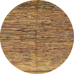 Round Machine Washable Abstract Orange Rug, wshabs1688