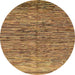 Round Abstract Orange Modern Rug, abs1688