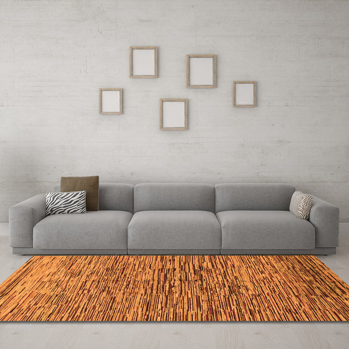 Machine Washable Abstract Orange Modern Area Rugs in a Living Room, wshabs1688org