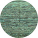 Round Abstract Light Blue Modern Rug, abs1688lblu