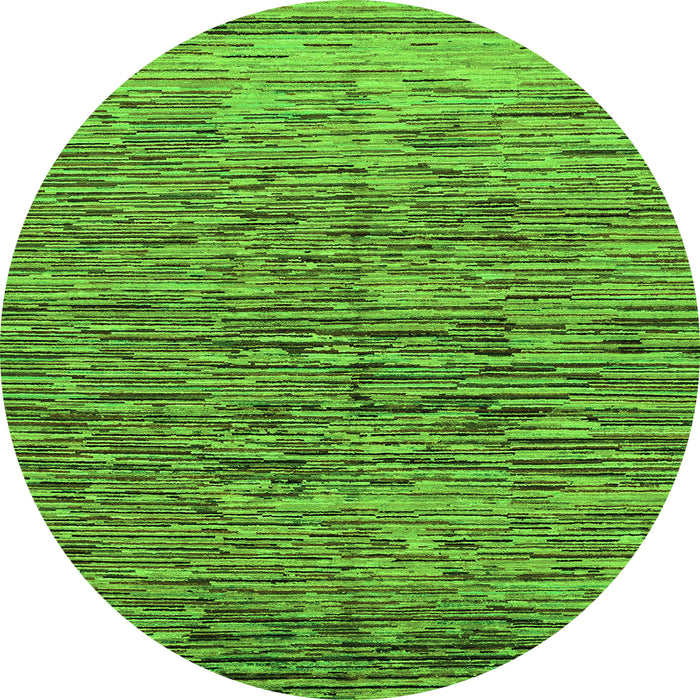 Round Machine Washable Abstract Green Modern Area Rugs, wshabs1688grn