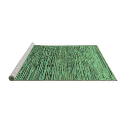 Sideview of Machine Washable Abstract Turquoise Modern Area Rugs, wshabs1688turq