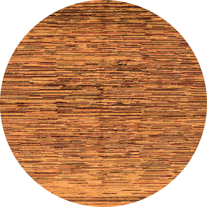 Round Machine Washable Abstract Orange Modern Area Rugs, wshabs1688org