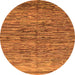 Round Machine Washable Abstract Orange Modern Area Rugs, wshabs1688org