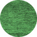 Round Machine Washable Abstract Emerald Green Modern Area Rugs, wshabs1689emgrn