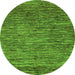 Round Machine Washable Abstract Green Modern Area Rugs, wshabs1689grn