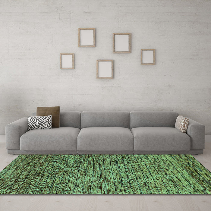 Machine Washable Abstract Turquoise Modern Area Rugs in a Living Room,, wshabs1689turq