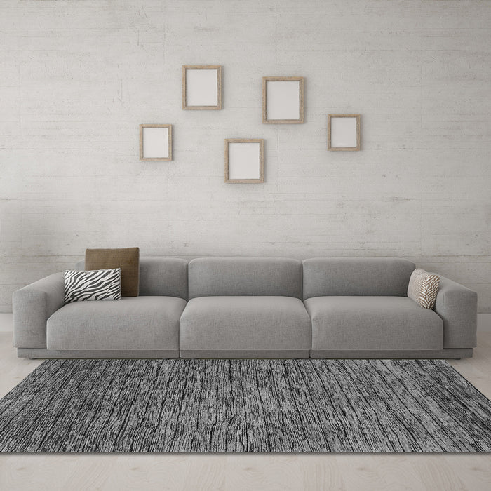 Machine Washable Abstract Gray Modern Rug in a Living Room,, wshabs1689gry