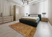 Abstract Saddle Brown Modern Rug in a Bedroom, abs1689