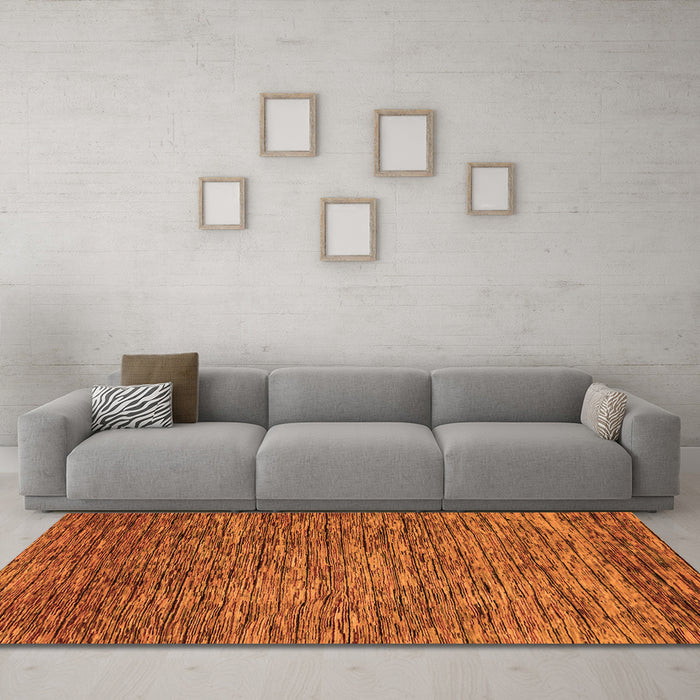 Machine Washable Abstract Orange Modern Area Rugs in a Living Room, wshabs1689org