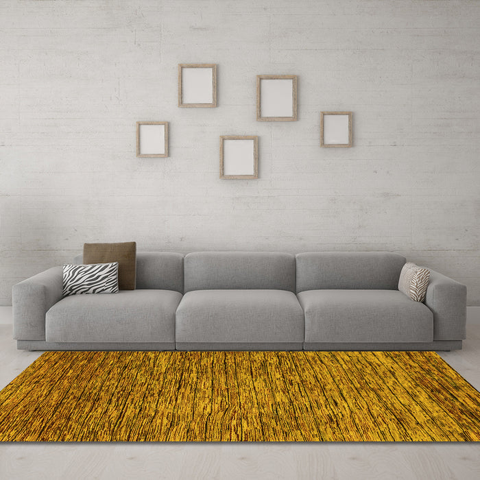 Machine Washable Abstract Yellow Modern Rug in a Living Room, wshabs1689yw
