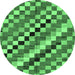 Round Checkered Emerald Green Modern Rug, abs168emgrn