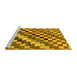 Sideview of Machine Washable Checkered Yellow Modern Rug, wshabs168yw