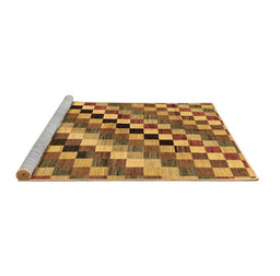 Sideview of Machine Washable Checkered Brown Modern Rug, wshabs168brn